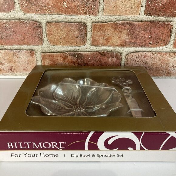 Biltmore For Your Home Dip Bowl & Spreader Set Flower Dogwood Made In India - Picture 2 of 8